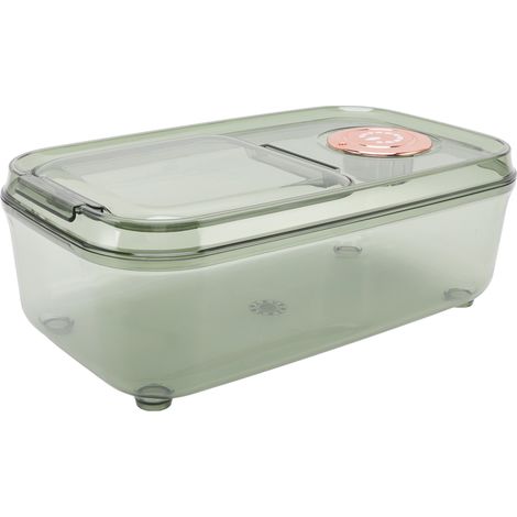 Transparenter Reiskorn-Aufbewahrungsbehälter, insektensicherer Lebensmittelbehälter mit Klappdeckel und Messbecher, 10 kg, transparent grün (1/5)