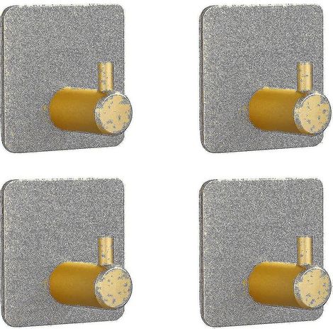 Set mit 4 selbstklebenden Wandhaken, bohrfreies Bilderaufhängesystem, selbstklebender Wandhaken (gold) Hs--