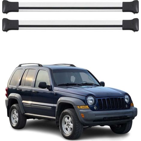 OMAC Aluminium Dachträger Querträger für Jeep Cherokee KJ 2002-2007 – Max. 75 kg – 2 Stangen Silber (1/5)