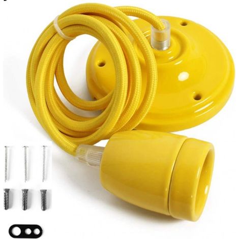 Barcelona Led – Lampe suspendue en céramique E27 – 5 couleurs disponibles – Câble textile de 100 cm – Rosace avec sorties latérales (1/5)