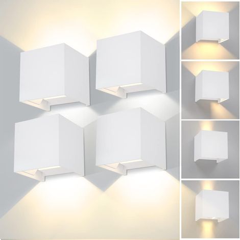 4 Pièces Applique Murale LED, Aluminium Noir IP65, Angle Réglable 20°-150°, Intérieur Extérieur (1/5)