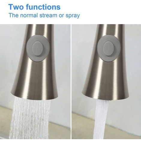 1 Robinet cuisine Nickel brossé, Acier inoxydable, Pulvérisateur extractible, 2 modes jet, Cuisine moderne (1/4)