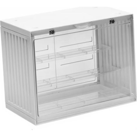 Présentoir en plastique pour figurines, étagère, anti-poussière, boîte de collection, présentoir empilable avec porte, blanc (1/5)