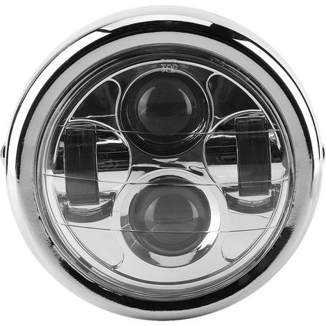 Phare de moto universel Vintage aluminium rétro LED phares ronds phare (1/5)