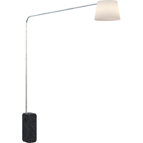 Piantana Contemporanea Corner Marmo Nero Diffusore Tessuto Bianco 1 Luce E27