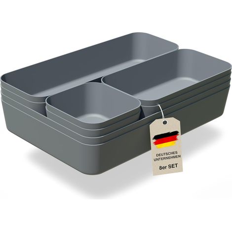 Organisateur de tiroir lot de 8 boîtes de rangement Anthracite (1/5)