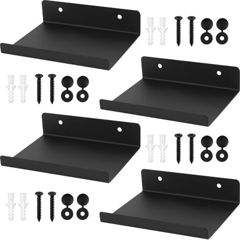 Petites Etagere Murale Noire, Petite Étagère Murale Etagere Noir Murale, Tablette Étagère Flottante, Étagère Murale Suspendue pour Salle de Bain Chambre à Couche Cuisine Bureau, 15 x 11,5 x 3,5 cm (1/5)