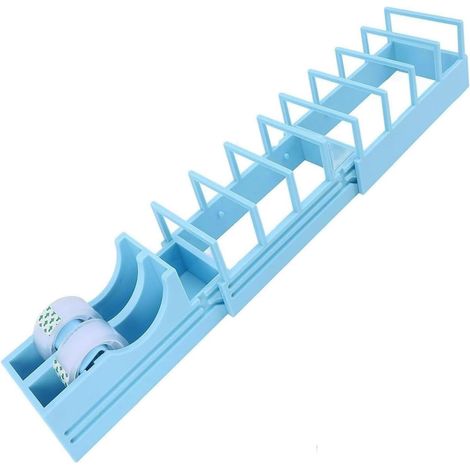 Dévidoir de ruban adhésif distributeur double rouleau portable pliable coupe-ruban solide robuste pour emballage loisirs créatifs cadeaux (bleu) (1/5)