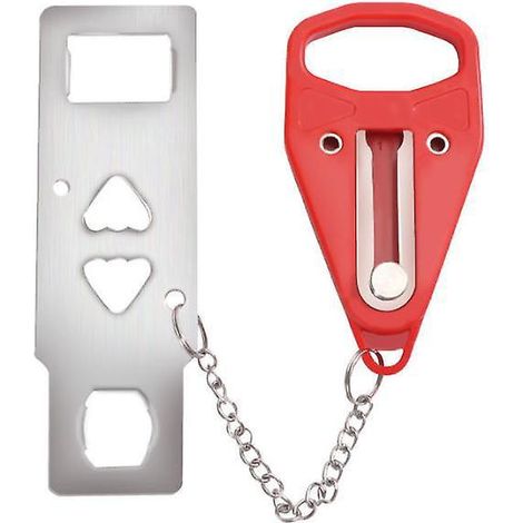 serrure De Porte Rouge Serrure De Porte Portable Pour Plus D'intimit Et De Scurit Dans Les Htels, Les Voyages, La Maison, Les Appartements Et Les (1/5)