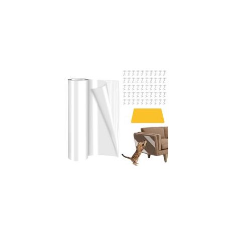 Protector de sofá antiarañazos para gatos, 40 x 500 cm, adhesivo protector transparente para muebles, encimeras, puertas y paredes.