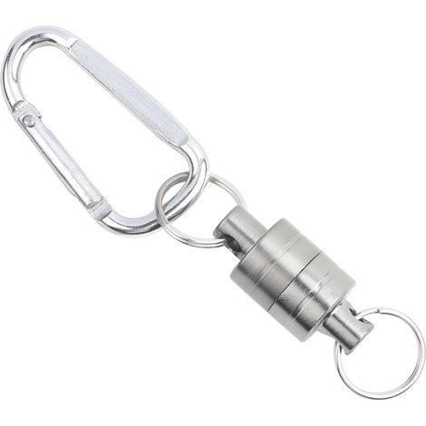 Aimant pêche mouche clip libération filet magnétique porte-clip lanière suspension (Unique, Argent) (1/5)