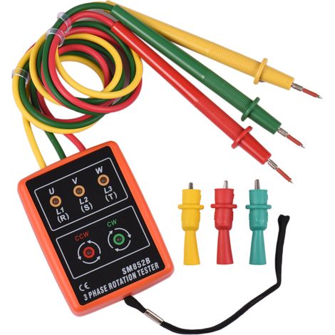 Testeur de phase portable triphasé, testeur de rotation, indicateur de séquence de phase avec signal sonore à LED, 60 V600 V CA, vérificateur de séquence de phase (1/5)