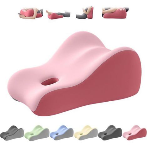 Oreiller Compensé Mémoire de Forme - Coussin Ergonomique Multifonction Soutien Dorsal, Grossesse et Lecture - Rose (1/5)