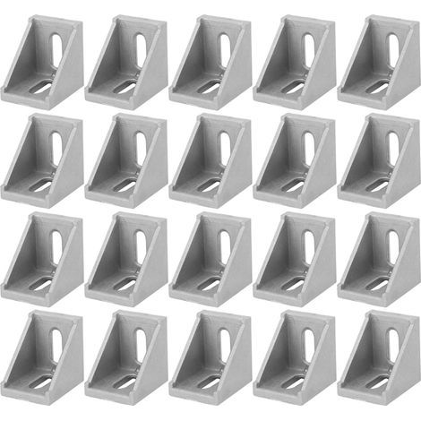 20 Pièces Support d'Angle en Aluminium L pour Profilé 3030, 2 Trous à Angle Droit (1/5)