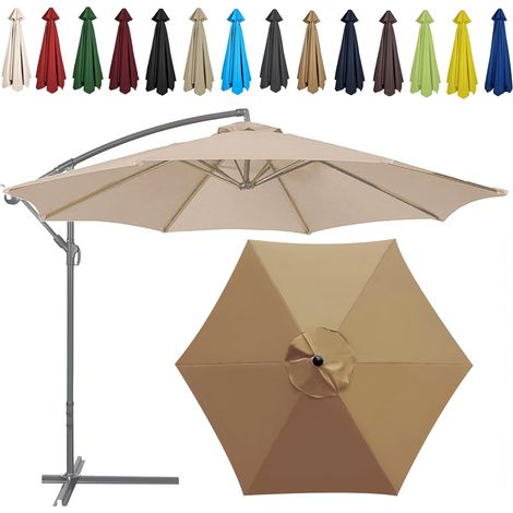 Auvent De Remplacement pour Parasol , Toile De Parasol Déporté Remplacement Pour Cour, Jardin, Plage, Protection UV,6ribs-270cm,Rouge Vin