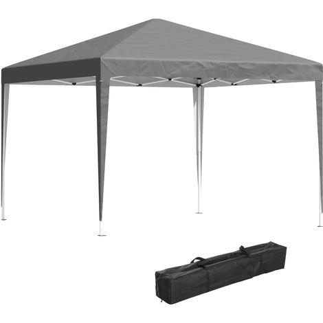 Faltbares Gartenpavillon „Barnum“, UV-beständig, inklusive Tragetasche aus Oxford-Gewebe, 2,95 x 2,95 x 2,55 m, grau