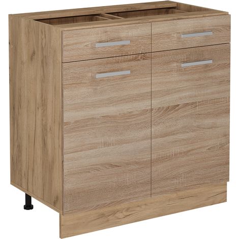 Mobiletto base per cucina R-Line, Sonoma, 80 cm senza piano di lavoro, Vicco