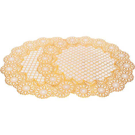 2 Pièces Sous-verres Ronds Dorés 38 cm pour Mariage et Réception, Nappes PVC Festives (1/5)