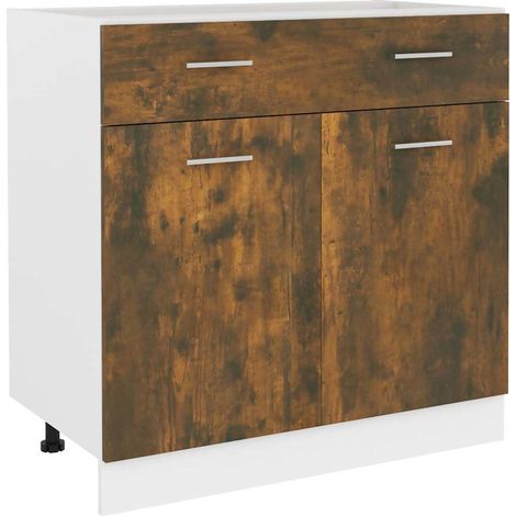 Maison Exclusive - Mobile con Cassetto “Lyon” Rovere Fumo 80x46x81,5 cm (1/5)