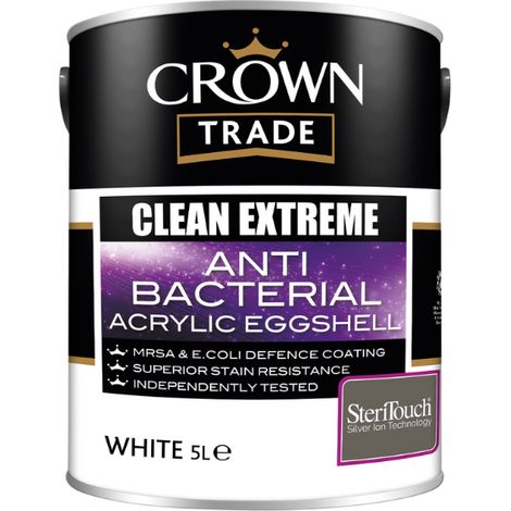Crown Trade Clean Extreme Anti Bacterial Acrylic Eggshell - White - 5L