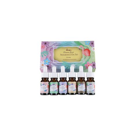 Collezione di oli essenziali floreali, adatti per l'uso in diffusori di aromaterapia, umidificatori e massaggi. Contiene profumi di lavanda, bergamotto, caffè cardamomo, arancia ciliegia, ananas vanig