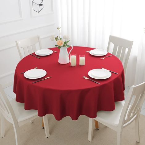 Nappe ronde 160 cm Rouge lavable imperméable pour salle à manger jardin fête