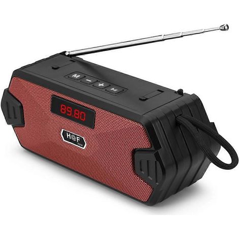 Enceinte portable sans fil Bluetooth avec mini caisson de basses, compatible carte TF et USB, récepteur FM/radio (rouge) (1/5)