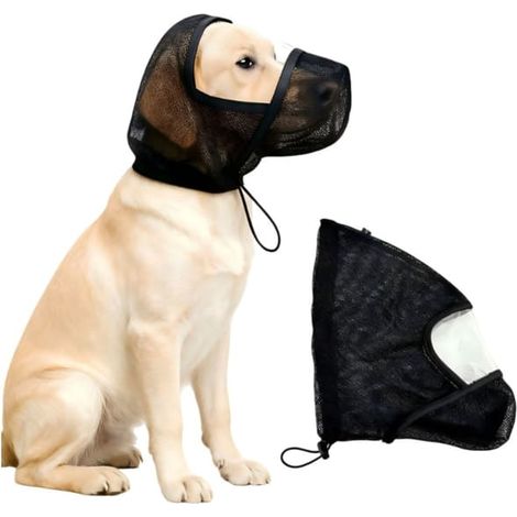 Masque moustiquaire pour animaux de compagnie : Couvre-tête pour chien contre les morsures, compatible avec différentes races (taille M).