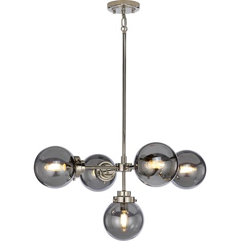 Lustre à 5 ampoules Elstead Kula, nickel poli, E14 (1/4)