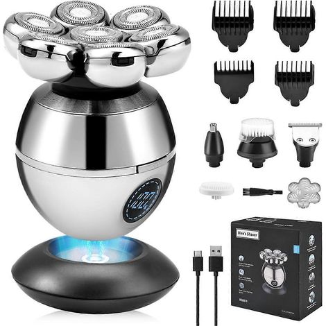 Rasoir électrique 6 en 1, tondeuse à cheveux 7D pour hommes et tondeuse nez avec écran LED et rasage humide portable. (1/5)