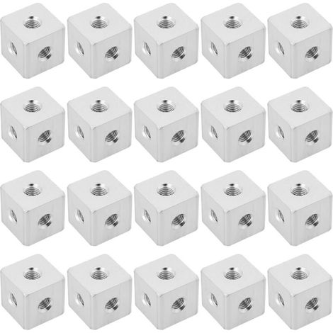 M3-Aluminium-Würfelverbinder für Acrylplatten – Packung mit 20 10-mm-Sechskant-Quadratblöcken