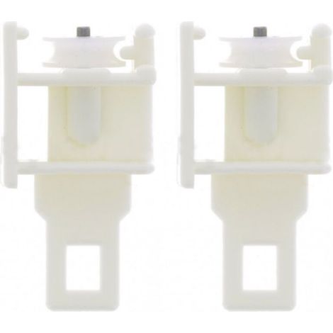 2x Poulie de renvoi opposé pour tringle 24 x 16mm en polyamide ivoire Accessoire Suspendeur Fenêtre Store Baie vitrée Ouverture Fermeture (1/2)