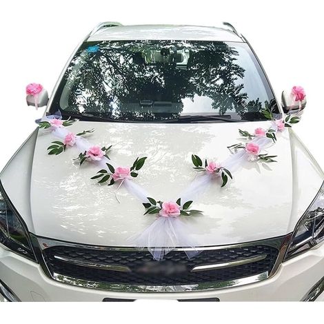 Dekorationsband – Hochzeit – Auto – Kunstblumen – 1,6 m – Rosa und Weiß - Dekorationsband – Hochzeit – Auto – Kunstblumen – 1,6 m – Rosa und Weiß (1/5)