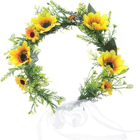 Brautstirnbänder, Haargirlanden und Brautkronen mit Blättern und Sonnenblumen- und Blattmotiven für Hochzeiten (1/5)