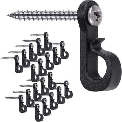 Set mit 20 Q-förmigen Haken mit Kreuzschlitzschrauben für Garage, Silvesterpartys im Freien und leicht abnehmbare LED-Lichterketten, Tragkraft 18 kg, breite Schraube - Crezuo