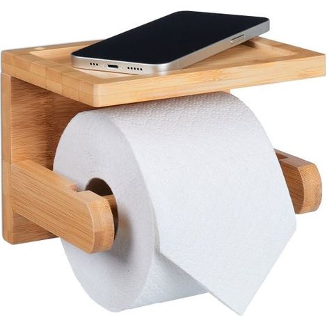 Toilettenpapierhalter aus bambus mit ablage 883