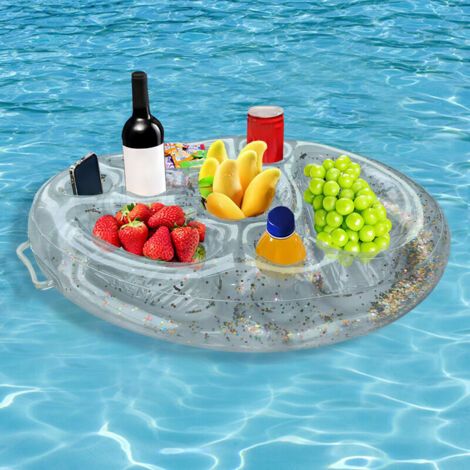 Porte Verre Piscine Gonflable Bar Flottant Piscine avec 8 Trous, Support Gonflable De Boisson Portable Bar De Piscine Flottant, Plateau Flottant Piscine & Spa pour Party, Piscine, Fête, Plage (1/4)