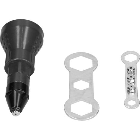 Pistolet électrique à riveter avec adaptateur pour perceuse sans fil, outil de pose d'écrous rivetés, équipement noir, mandrin adapté (1/5)