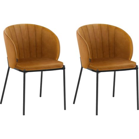 Keira-Chaise de salle à manger en velours de couleur moutarde Set de 2 (1/4)