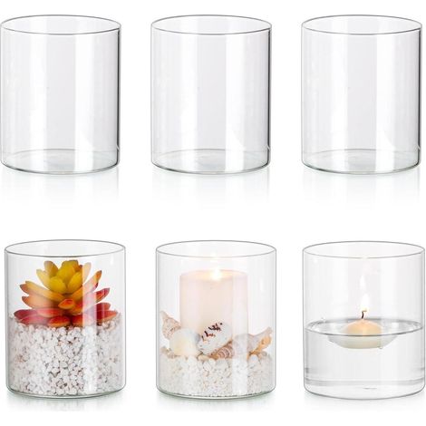 6er Glasseam Kerzenhalter Set aus Glas für Stumpen- und Schwimmkerzen (1/5)