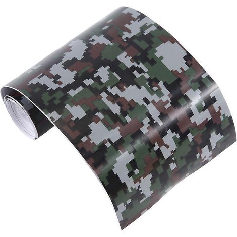 1 Rolle Auto-PVC-Tarnaufkleber, schwarz, digitales Tarnmuster, 152 x 10 cm