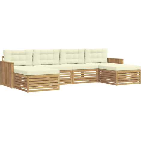 Set di divani da esterno 6 pz Bianco e Crema vidaXL (1/5)