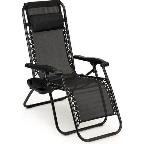 Tumbona plegable de jard铆n 2 en 1 con reposacabezas, mesa auxiliar para bebidas y zona de relax, 120 kg (1/5)