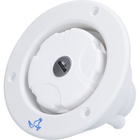 Entrée d'eau par gravité avec verrouillage à clé, en plastique PP blanc, adaptée aux camping-cars, fourgons aménagés, remorques et fourgons de voyage. (1/5)
