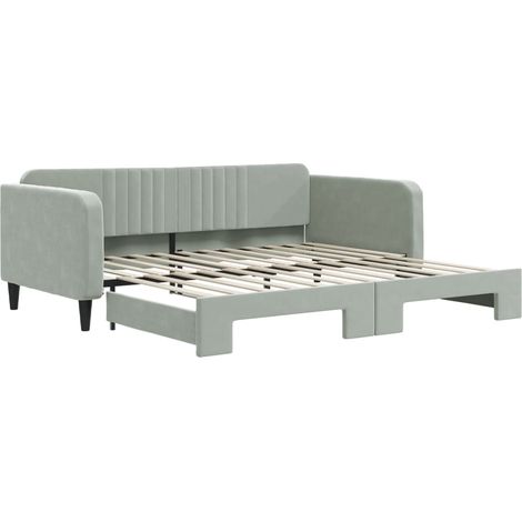 Maison Exclusive - Tagesbett Ausziehbar Hellgrau 100x200 cm Samt
