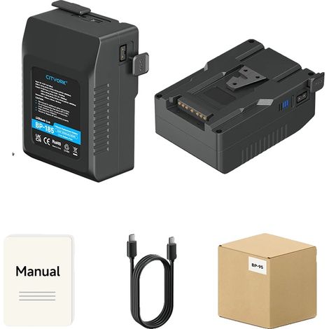 Batteria, compatibilità V-Mount, opzioni di uscita USB, BP-185 12500mAh (1/2)