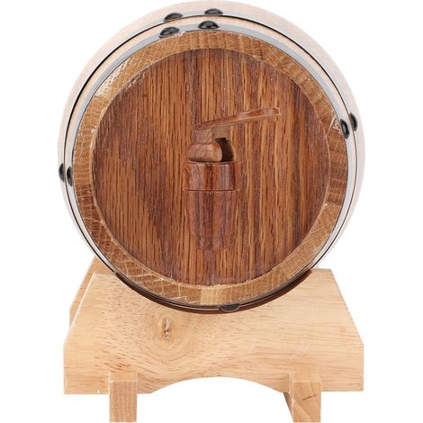 Fût à Vin en Chêne 1L Miniature - Équipement de Brassage Maison Portable, Tonnelet avec Cerclage Noir (1/5)