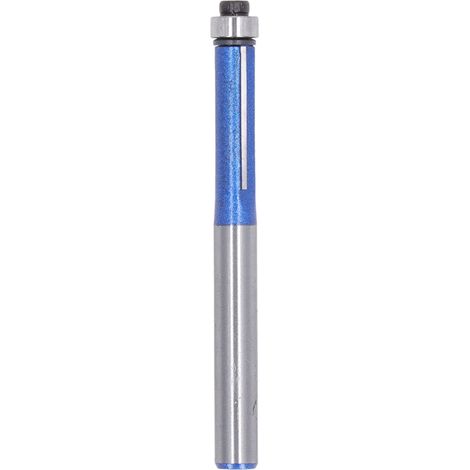 Fraise à affleurer, queue de 6,35 mm (1/4 po), roulement supérieur en carbure, outil de finition et de chanfreinage pour le travail du bois, finition argent brillant bleu (1/5)