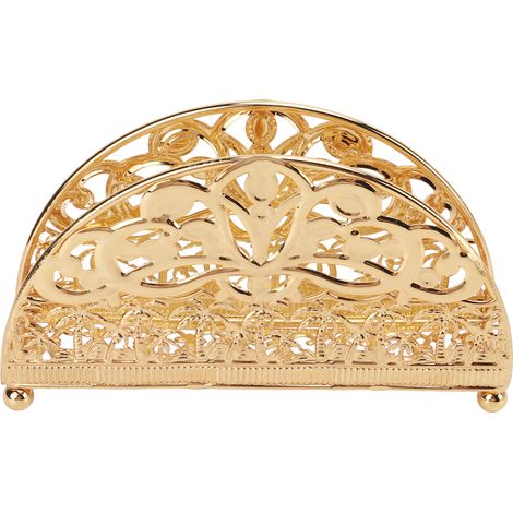 Porte-serviettes en fer creux électroplaqué or, support vertical pour tables cuisine restaurant bar. (1/5)
