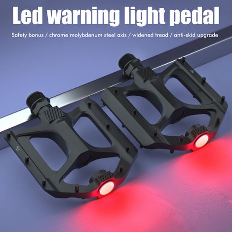 1 Paire de Pédales de Vélo Anti-Dérapantes LED, Alliage Aluminium pour VTT, Vélo de Ville et Cyclotourisme (1/4)